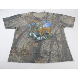 Buck Wear T-Shirt Mens XXL Camo Hide & Seek Deer Vintage 90s RealTree Graphic